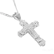 Ice City Men's Iced Cross Pendant Necklace, Gold & Silver Plated - 20 Inches