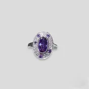 Amethyst Ring with Diamond & Amethyst Halo in 14k White Gold