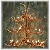 27 Antler, 24 Light Elk Antler 3 Tier Chandelier