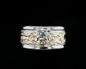 14k Solid White and Yellow Gold with Natural Diamond Ring