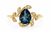 14K Yellow Gold London Blue Topaz & Diamond Nature-Inspired Ring