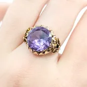 Ring Floral 6.5ct Purple Synthetic Sapphire 14ky 15mm Sz7.5 4.51g 225100062