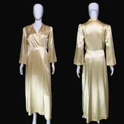 1940s LynDelle Cream Satin Quilted Robe – Size S