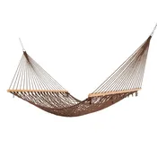 13 ft. Double Antique Brown Polyester Rope Hammock with Hanging Hardware
