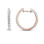 14K Rose Gold Diamond Huggie Hoops