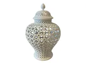 12" Bassett White Ginger Jar