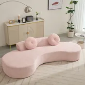 105.5'' Curved Sofa with Anti-Wrinkle Corduroy Upholstery - Gray or Pink