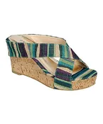Blue Stripe Levana Wedge Heels