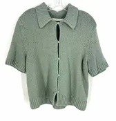 Abercrombie & Fitch Size L Sage/Gold Button(s) Knit Cardigans Cardigan