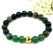10mm Green Agate Bracelet Agate Gemstone Jewelry Stretchy String Bracelet Healing Protection Anxiety Relief Balance Calming Bracelet