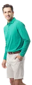 MEN'S SOLAIR LONG SLEEVE POLO. VARSITY GREEN. 900841A
