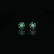 Emerald Cluster Floral Earrings in White Gold