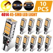 10pcs High-Brightness T15 Car Turn Signal Bulb - 4014 chips,45 SMD LED,1200 Lumens, Easy Plug-and-Play,Enhance Safety for Backup and Reversing Lights,Compatible with 912, 921, T15, W16W(Amber)