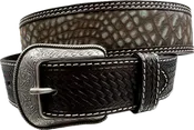 3D Belt Co. Men's Chocolate Brown Belt w/Turquoise Gator Print