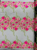 Roses Multi Color Floral Design Embroider On Mesh Lace Fabric| New Creations Fabric & Foam Inc.