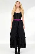 Akemi Black Victorian Inspired Layered Georgette Skirt