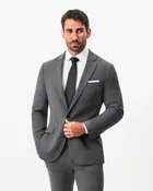Athletic Fit Stretch Blazer - Dark Grey Crosshatch