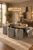 92" long Modern Irregular Kaylee Luxury Dining Table Set with 8 Gray Chairs