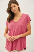 Adalee V-Neck Tee, Berry