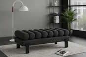 Akeela Linen Textured Fabric Upholstered Bench - Black