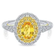 14k Yellow & White Gold Oval Double Halo Yellow Sapphire Sena Engagement Ring