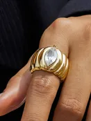 Ambré 18K Gold Non-Tarnish Marquise CZ Statement Ring