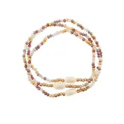 3 Row Glass Bead Accented Pearl Bracelet - Lt Purple/Multi