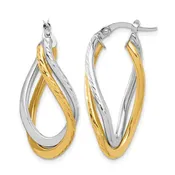 14K Two Tone Diamond Cut Twist Drop Earrings LE2417