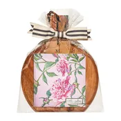 Acacia Wood Board with Pink Peonies Napkins