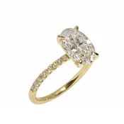 C-OSSMAN 2.31ct Oval Diamond Engagement Ring (H/VS2 GIA) in 14K Yellow Gold with 0.25ctw Pavé Band