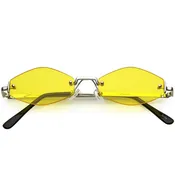 1990's Small Rimless Color Tone Geometric Hexagon Sunglasses C591