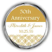 50th Damask Anniversary Kisses Sticker