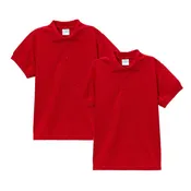 Boy's Premium Quality Pique Polo Uniform Shirt Short Sleeve Red 2Pack 5-18 BSU01