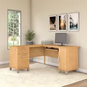 60W L-Shaped Desk with Drawers and Storage