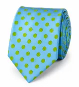 Angel Blue and Green Polka Dot Silk Tie and Pocket Square