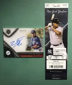 AARON JUDGE H.R. #4 Ticket w/ pitcher Autographed card
