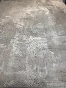 Gray Modern Abstract Geometric Rug with Brown Border - 10x13