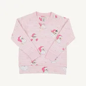 Girls Cassidy Comfy Crewneck - Dear Santa (Palm Beach Pink Stripe)/Palm Beach Pink by The Beaufort Bonnet Company