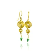 Anuket Egyptian Spiral 22K and Emerald Earrings