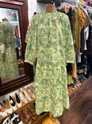ARKET Green Cotton abstract floral Long sleeve quarter button Dress, Size 4