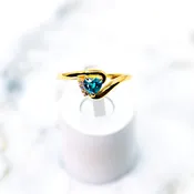 Blue Zircon and Diamond Ring