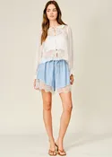 Aaron and Amber Super Soft Lace Denim Shorts