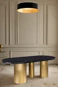 Balmain Black Marble Top Oval Dining Table for 6