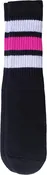 Kids Black tube socks with White-Hot Pink stripes style 1