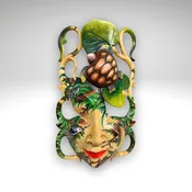 Balinese Abstract Carved Dream Mask, Hand Painted Sea Turtle,  Wall Art, Home Decor