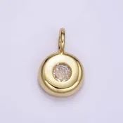 24K Gold Filled Clear CZ Round Bezel Pendant