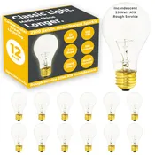 25 Watts - A19 Incandescent - 185 Lumens - 2500 Life Hours - 130 Volts - E26 Brass Base - Thicker Filament Design