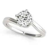 14K White Gold Round Solitaire Engagement Ring