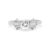 0.50  CT Diamond Ring with 0.40 Baguettes set in Platinum