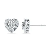 .03ctw Diamond Heart Stud Earrings